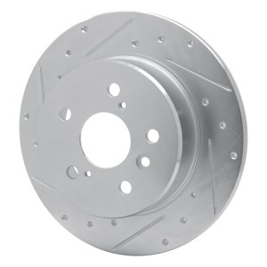 Toyota Avalon Brake Rotor (1) - Rear Left - R1 Concepts - Drilled & Slotted - Silver - `00-`04